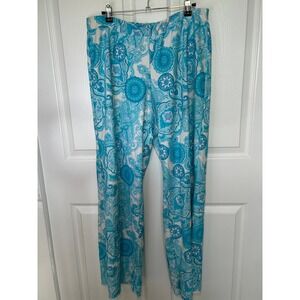 Jude Connally Wide Leg Trixie Lounge Pants Blue‎ White Paisley Women's Large